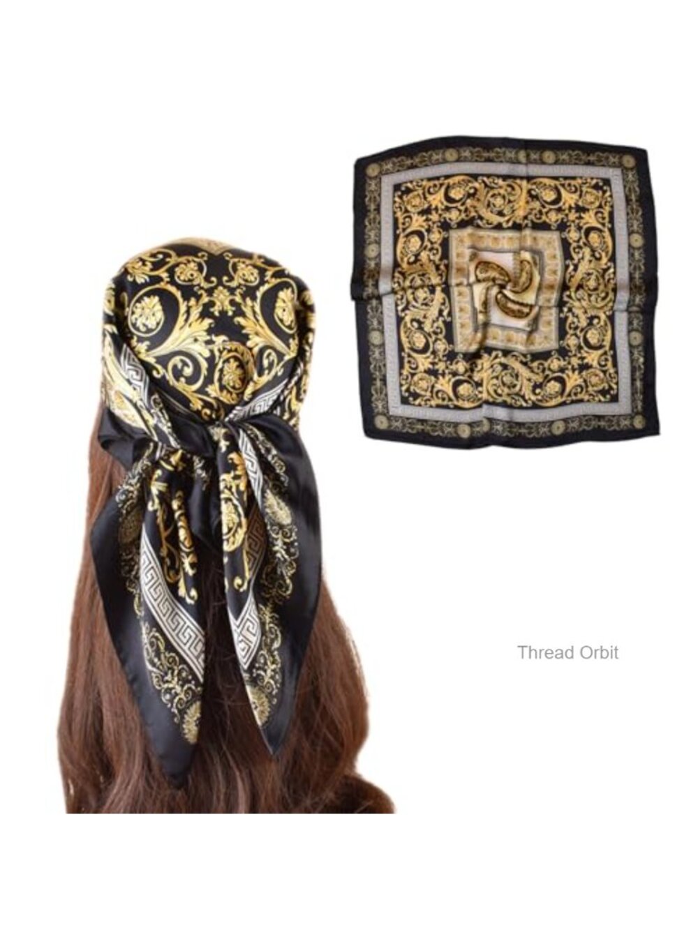 Women's Polyester Head Scarf Hair Scarf Printed Square Bandana 27 Inch